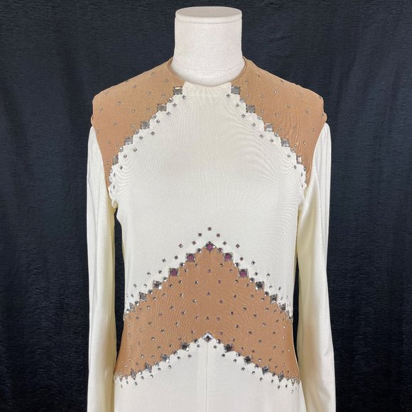 🚨Vintage🚨 AMAZING Custom 70's Jeweled Body Con Dress with Drop Sleeves Sexy! - Picture 3 of 4